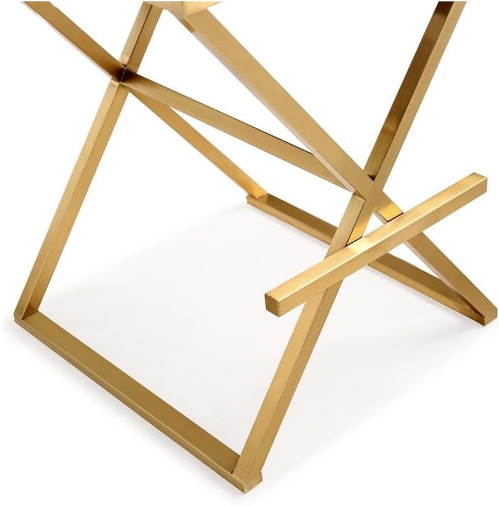 TOV Furniture Director Black Vegan Leather Barstool with Gold Steel Legs