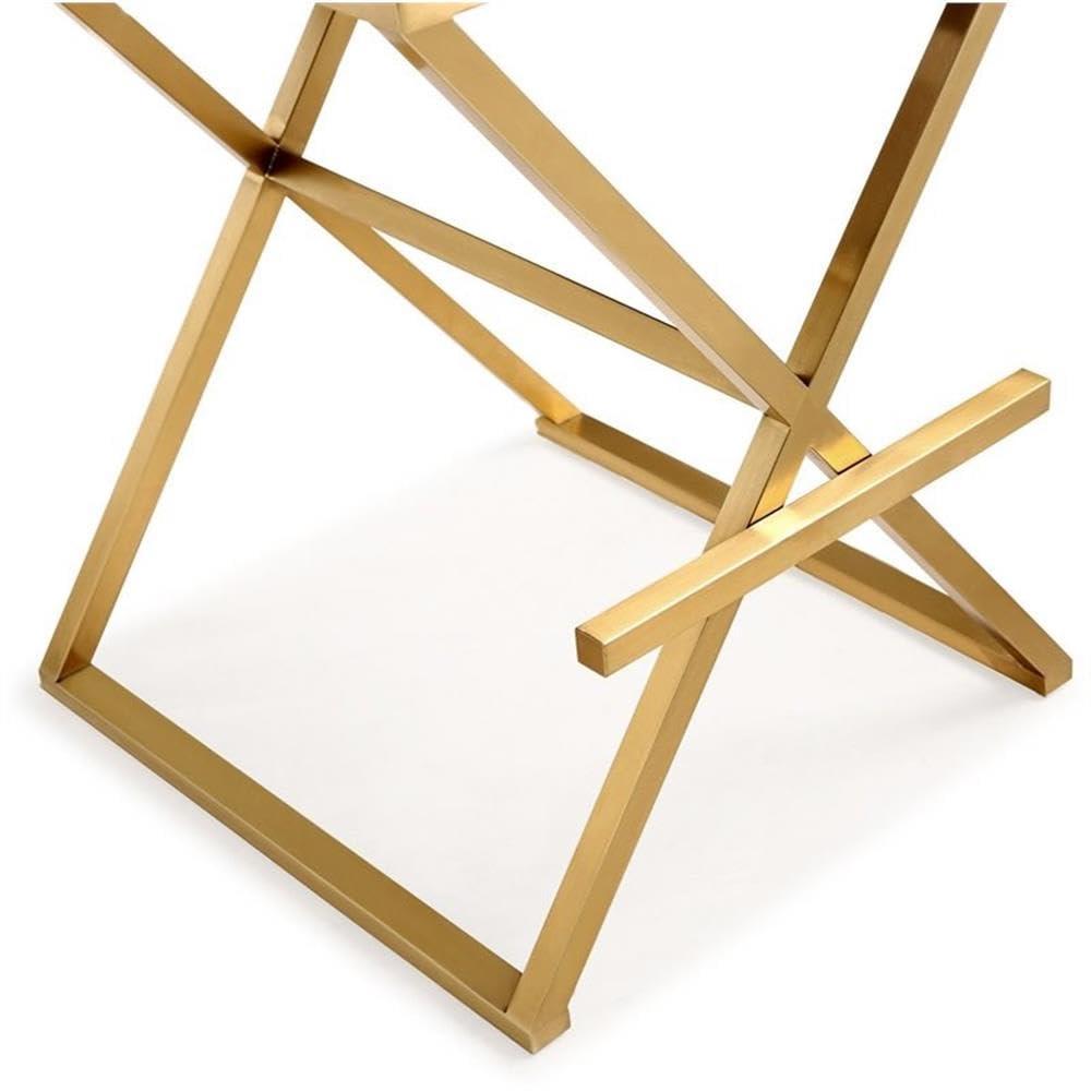 TOV Furniture Director Black Vegan Leather Barstool with Gold Steel Legs