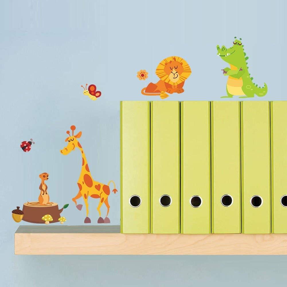 DEKOSH Jungle Animal Wall Decal Pack of Colorful Stickers for Baby Nursery Playroom - Peel & Stick Unisex Safari Theme Kids Wall Decals