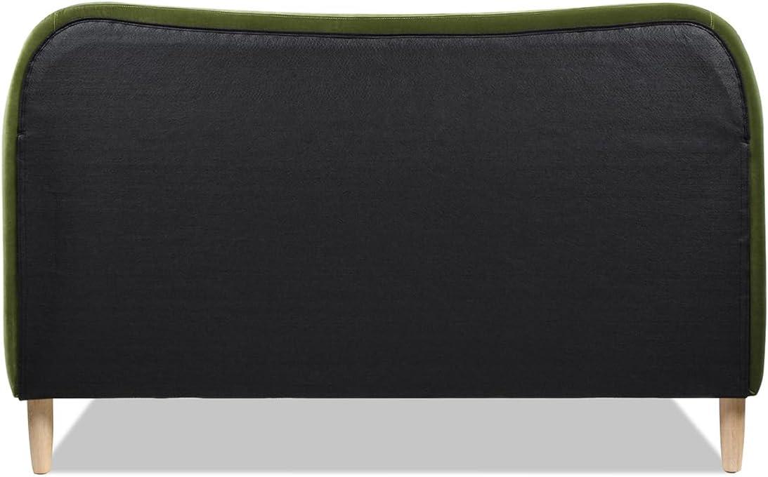 Roman Curved Headboard Upholstered Platform Bed Queen Olive Green