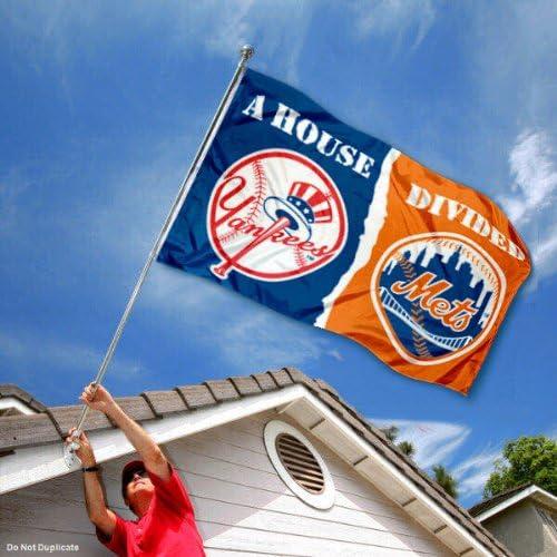 New York Yankees and Mets House Divided Polyester Flag