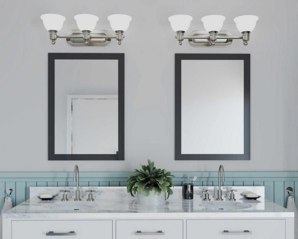 Progress Lighting Madison 3-Light Wall Bracket, Brushed Nickel, White Etched Glass