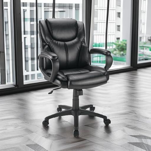 ® Mayhart Vinyl Mid-Back Chair, Black