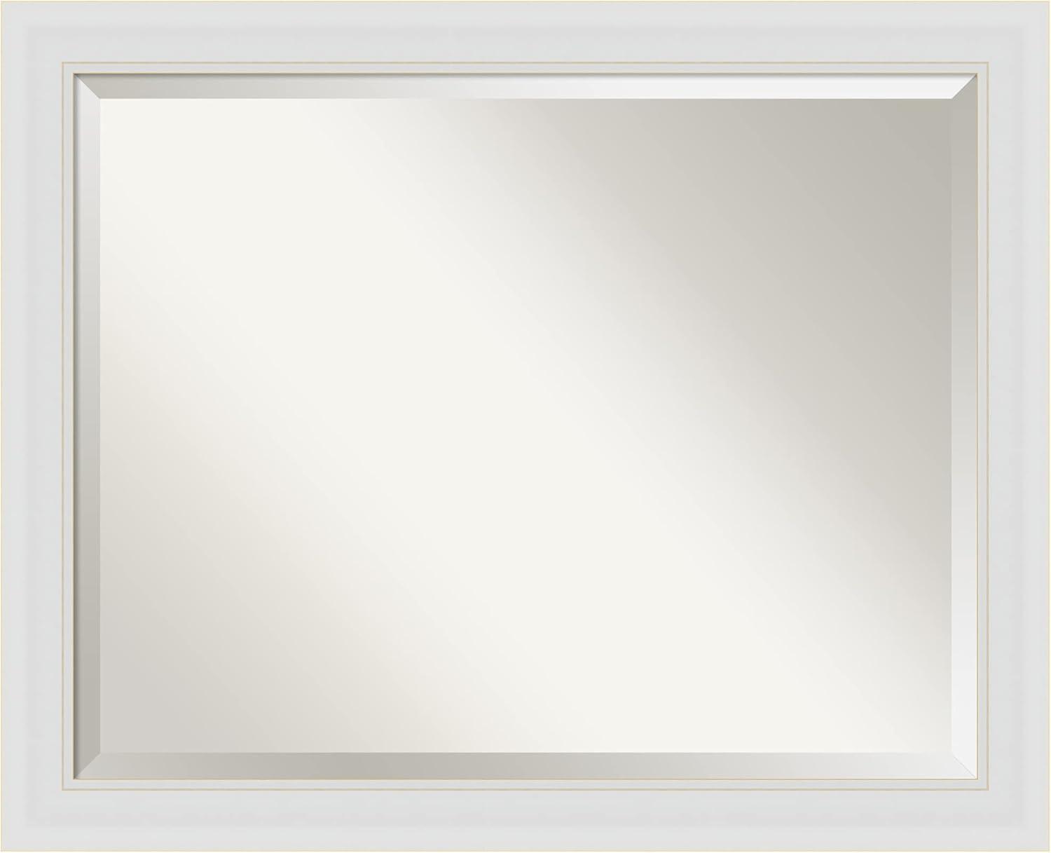 Flair Soft White Satin Finish Rectangular Wall Mirror 32" x 26"