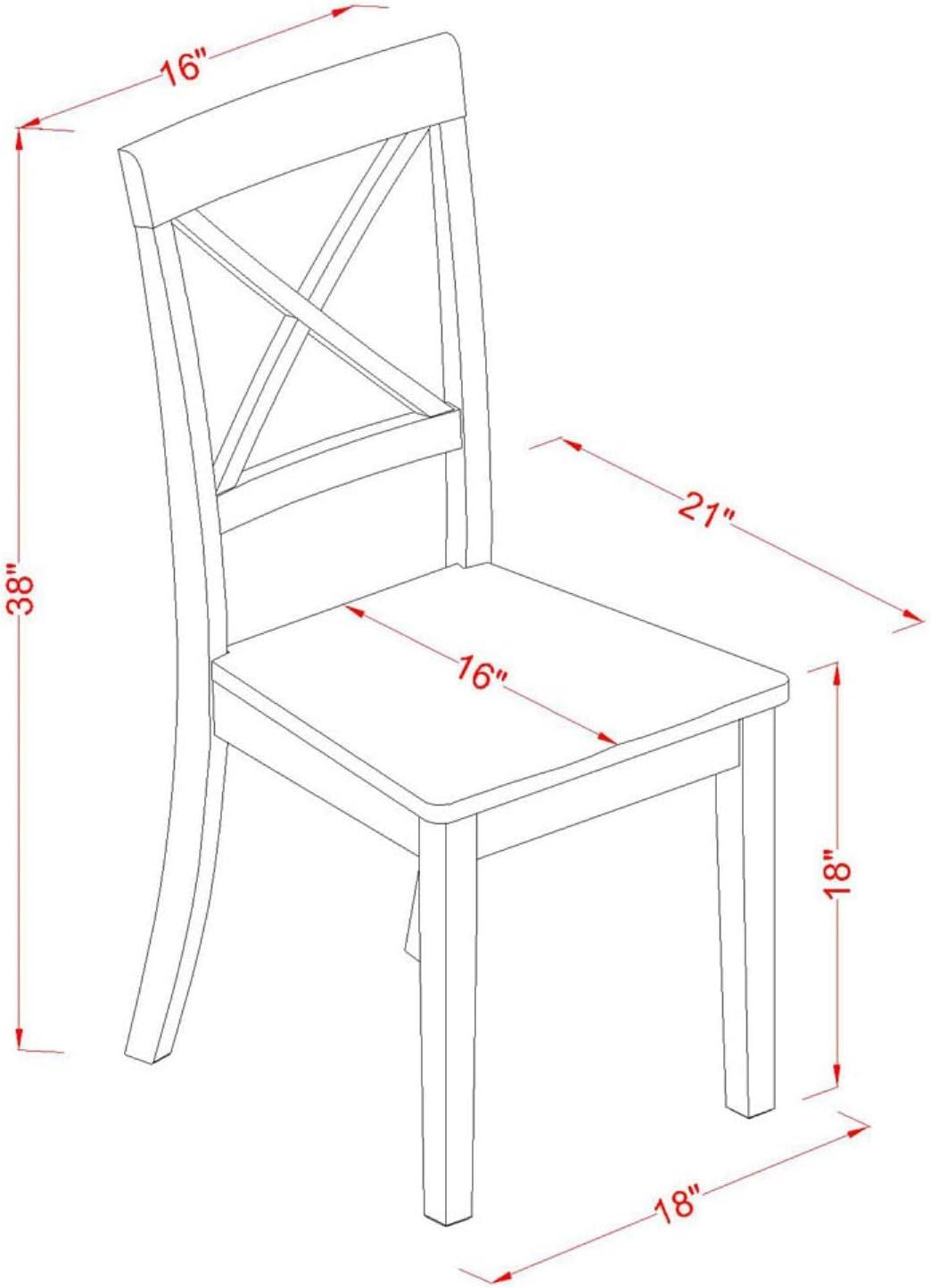 Traditional Mahogany Wood Cross Back Dining Chairs, Set of 2