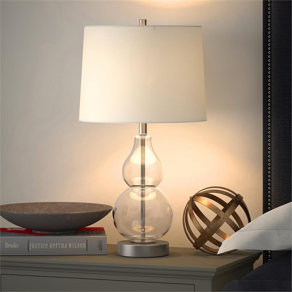 Evelyn&Zoe 21" Table Lamp with White Drum Linen Shade