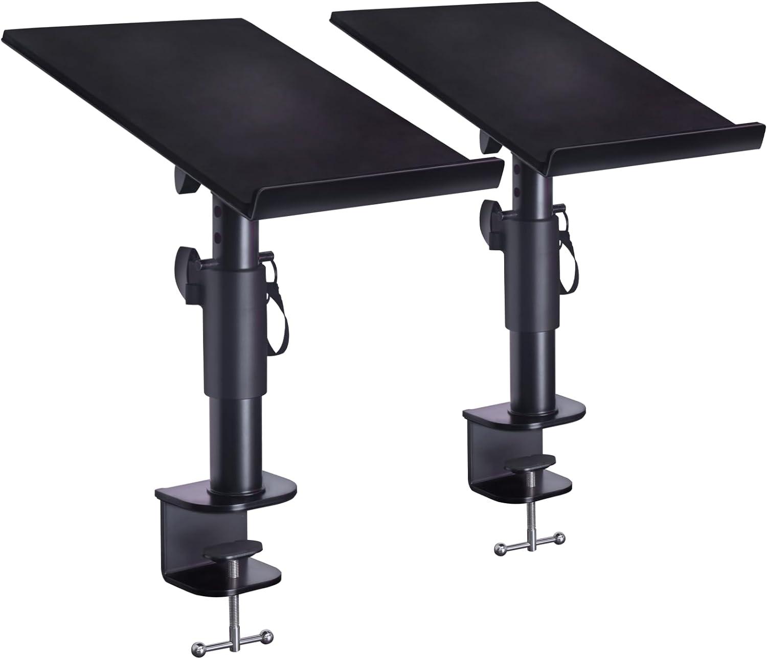 Music Studio Monitor Stands Clamp-on Desk Speaker Mount - 2 Pack