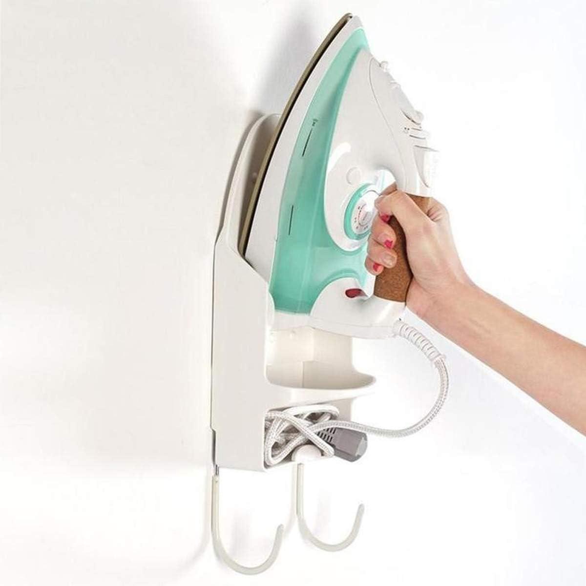 Ironing Board Hanger Wall Mount Electric Iron Holder Household Bathroom Shelf Holder Rack Electric Iron Holder - for Max 5.3 inch Width(White)