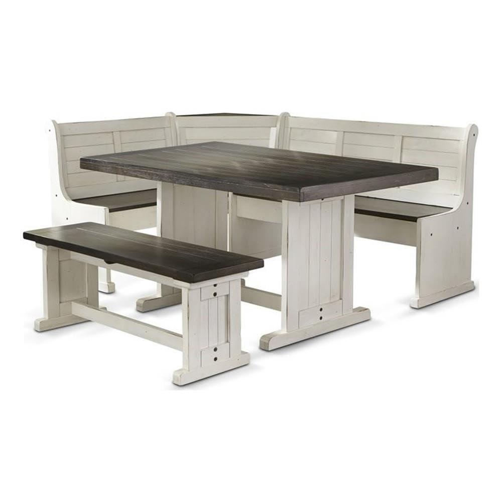 Pemberly Row 4PCs Corner Dining Set/Breakfast Nook in Brown with Storage Space