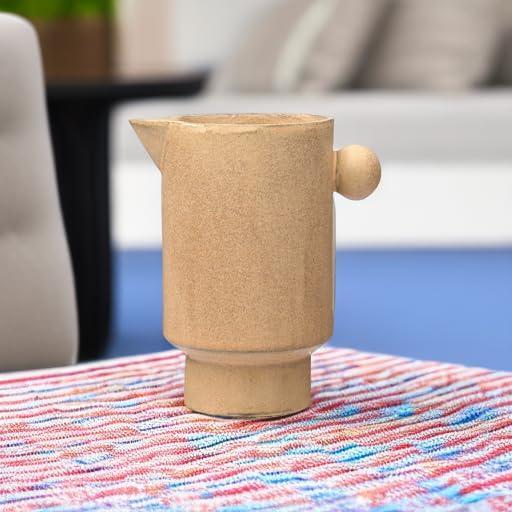 Creative Co-Op Modern Small Stoneware Pitcher or Vase, Putty Brown
