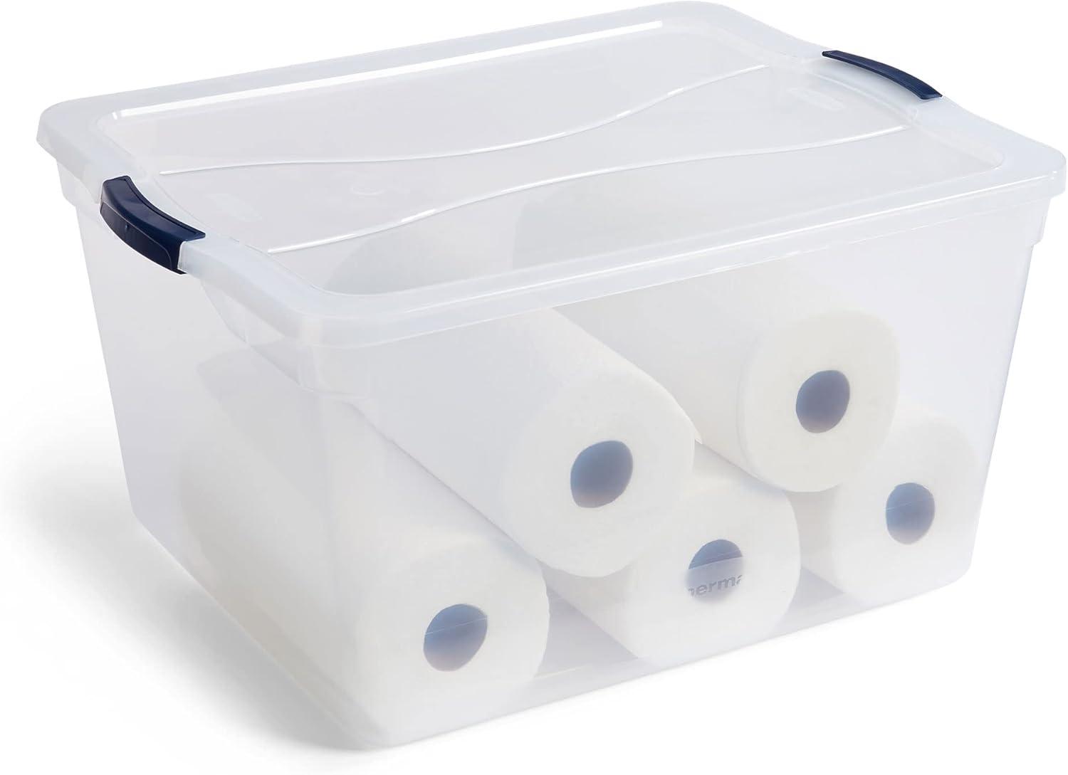 Killeryuki Cleverstore Clear 71 Qt, 4-Pack, Made in USA, Stackable Large Clear Storage Bins with Lids, See-Through Plastic Storage, with Latching Lids, BPA-Killeryuki