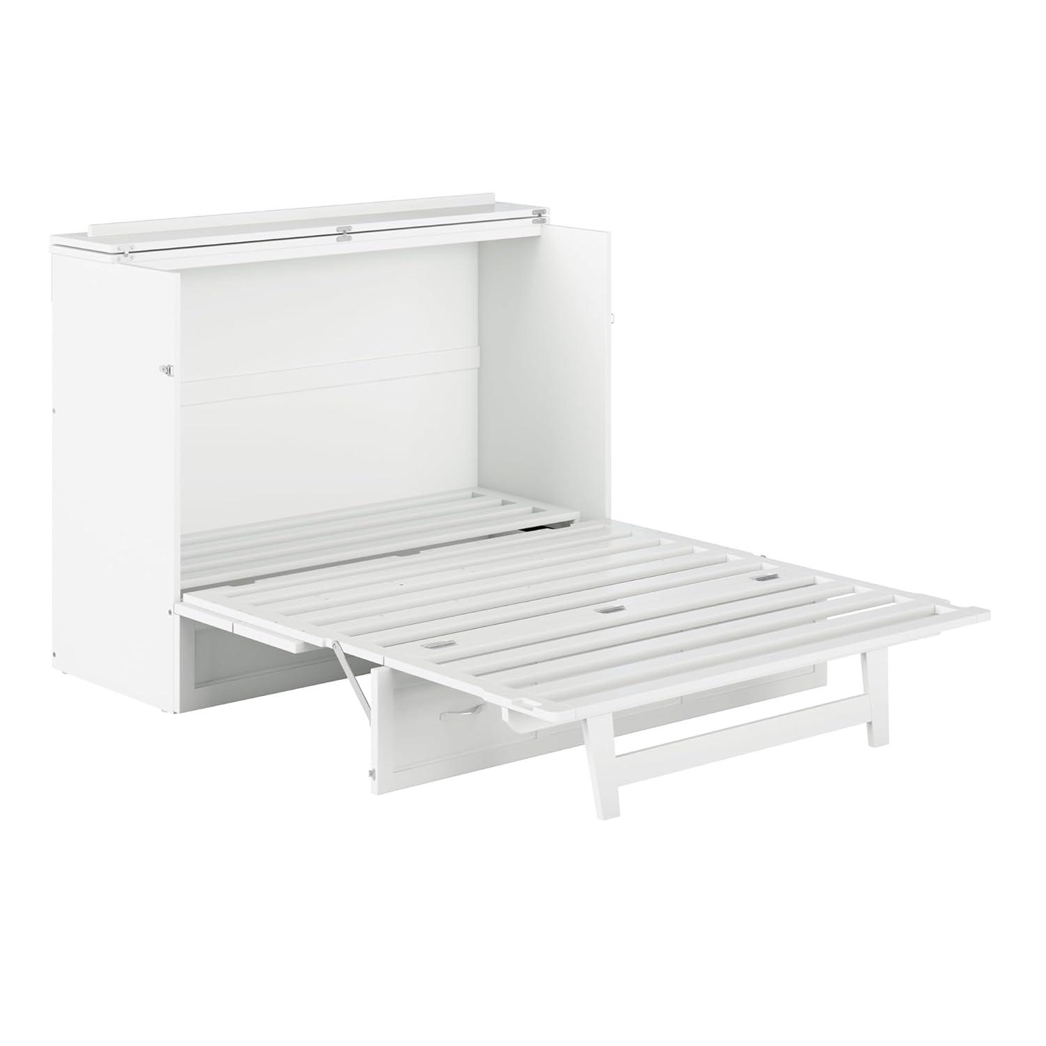 Full Deerfield Murphy Bed Chest USB Turbo Charger White - AFI