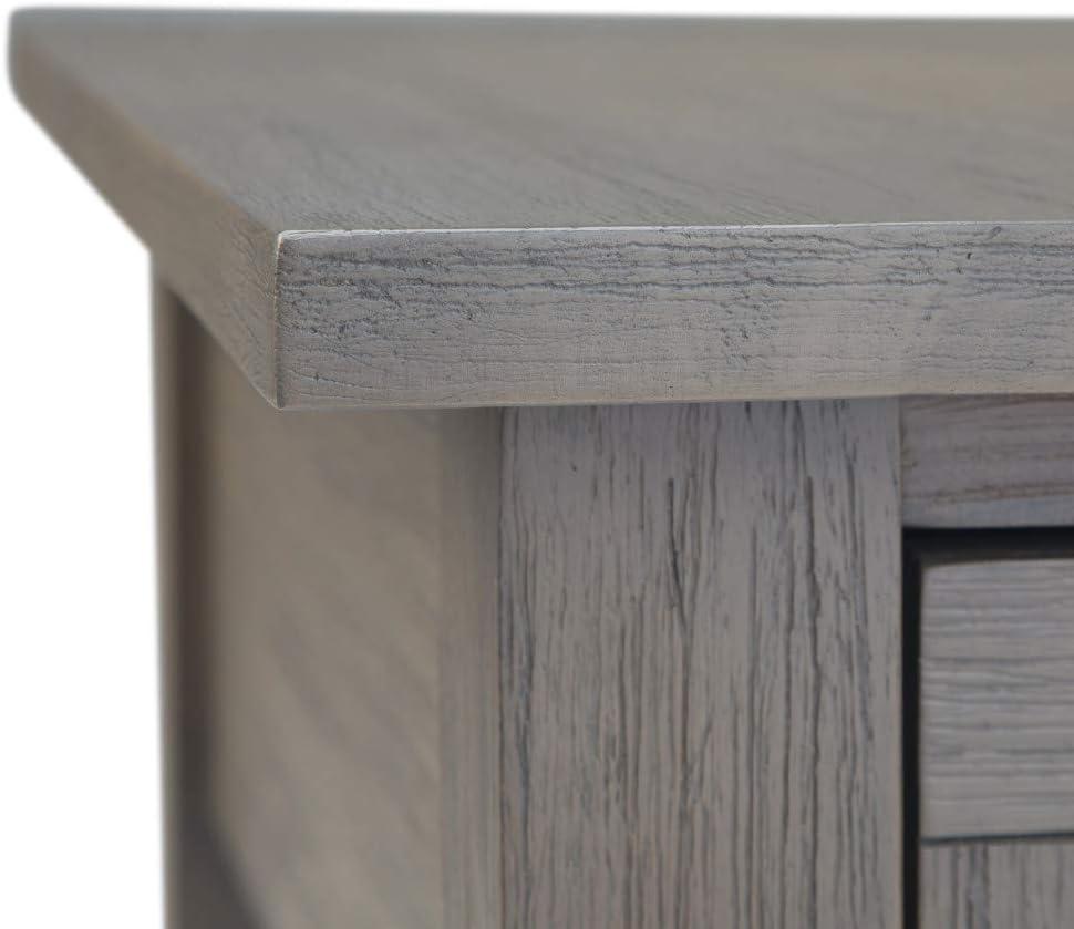 Farmhouse Grey Monroe Rustic Acacia Wood Side Table with Storage