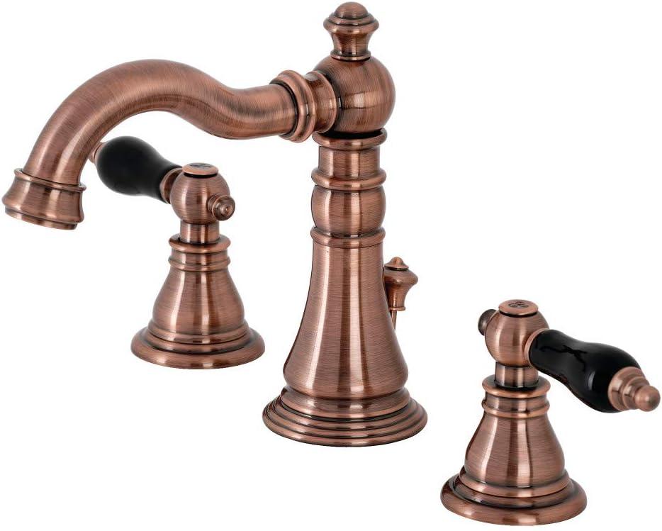 Duchess Antique Copper Widespread Bathroom Faucet with Porcelain Handles