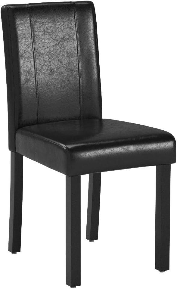 JUMMICO Dining Chair PU Leather Living Room Chairs Modern Kitchen Armless Side Chair with Solid Wood Legs Set of 4(Grey)