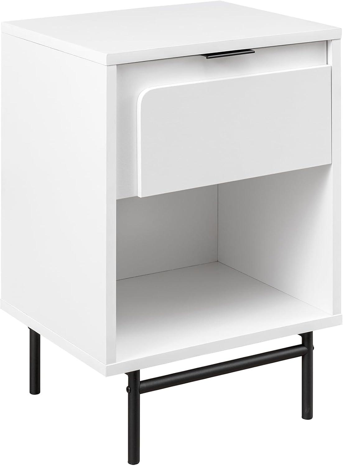 Walker Edison 18" Contemporary Engineered Wood 1-Drawer Nightstand in White