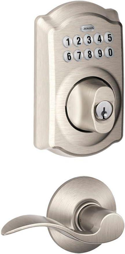 Satin Nickel Electronic Keypad Entry Lock with Accent Lever