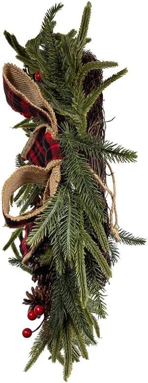 Kurt Adler 24-Inch Unlit Berries and Pinecone Rattan Wreath