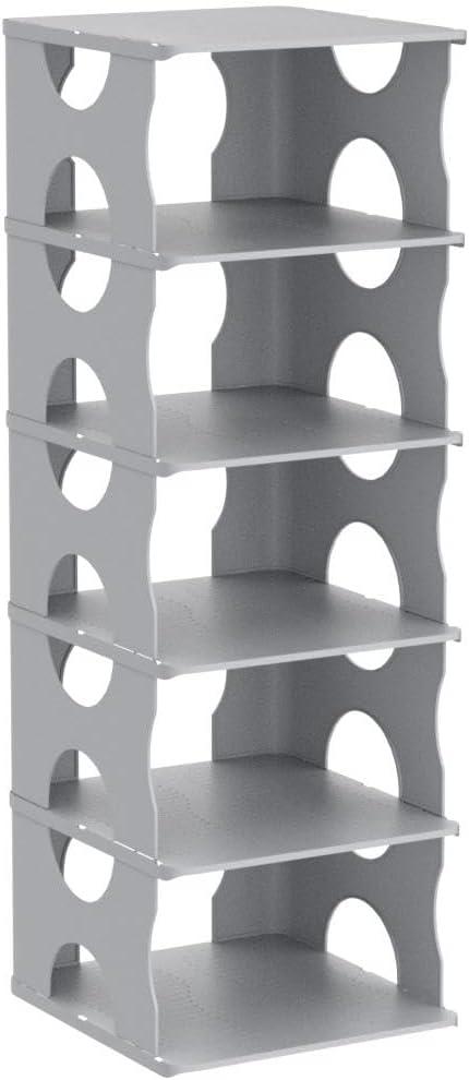 Gray Stackable 6-Tier Plastic Shoe Rack