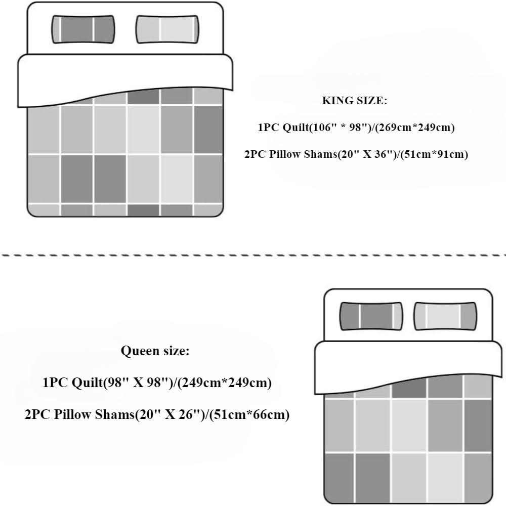 MarCielo WhiteCT Quilt Peony Cotton Geometric Shapes Quilt Set