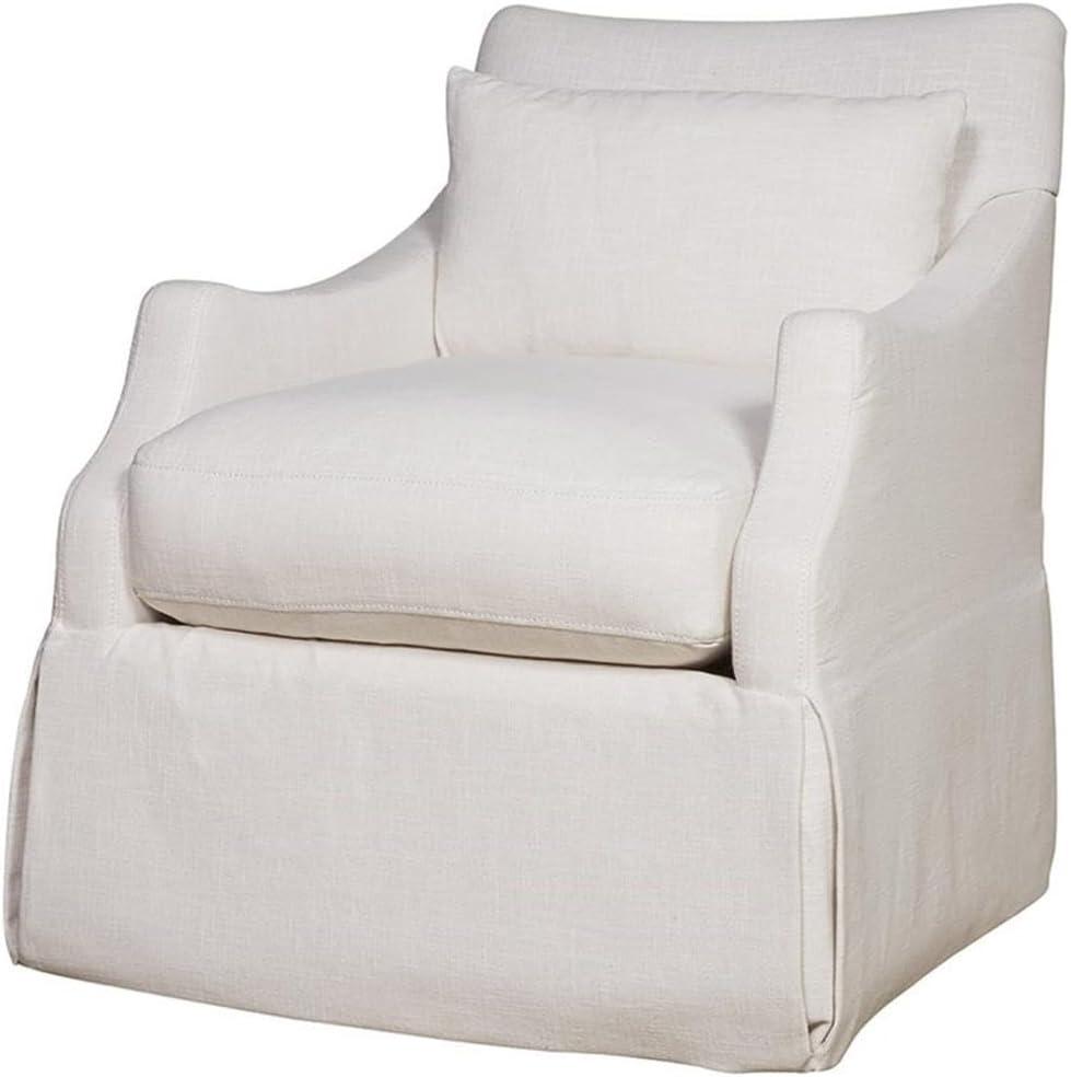 Transitional Cream Swivel Accent Chair with Kidney Pillow