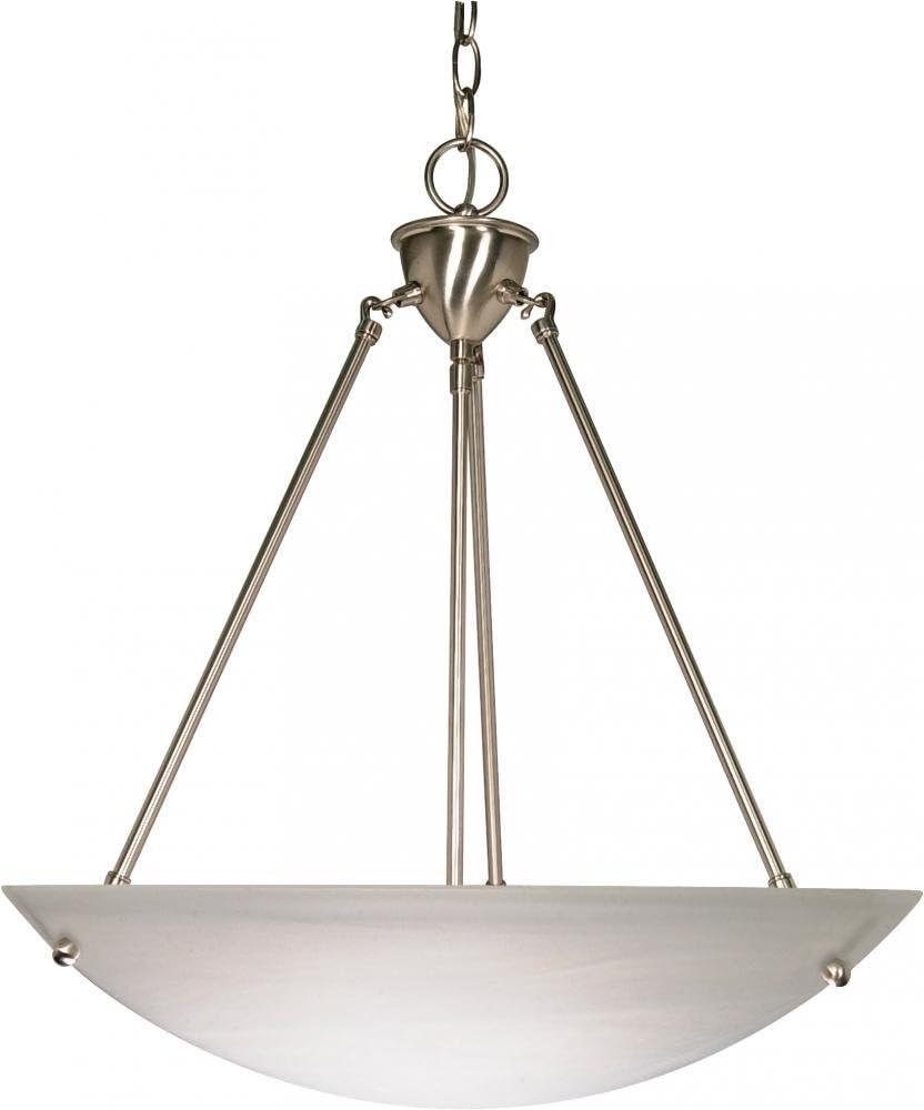 Soho Elegance Brushed Nickel 22.5" Alabaster Glass Bowl Pendant Light