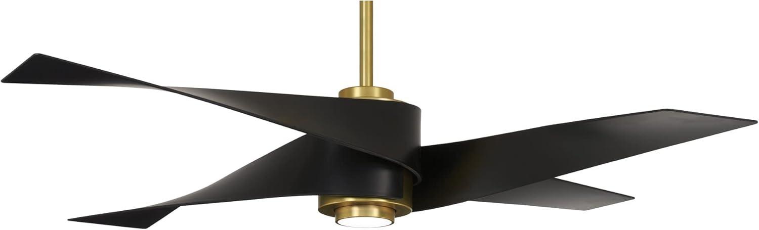 64" Minka Aire Modern Indoor Ceiling Fan with LED Light Remote Control Soft Brass Matte Black for Living Room Kitchen Bedroom Home