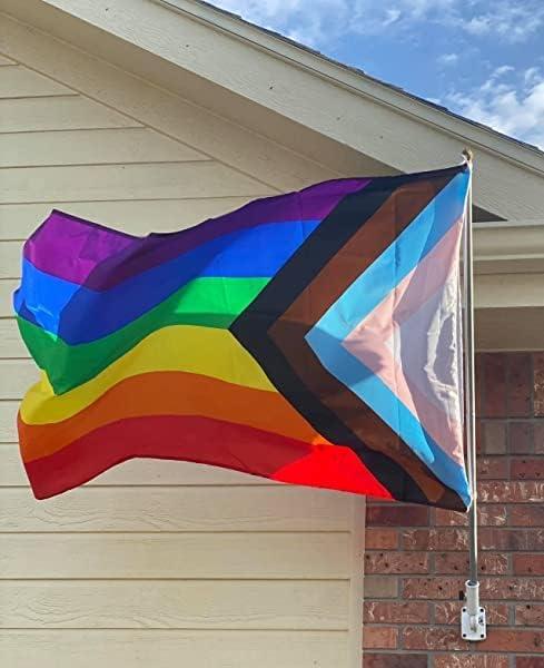 Progress Pride Rainbow Flag 2x3ft- LGBT Community Gay Pride Lesbian Transgender Bisexual Flags Banner UV Fade Resistant for Indoor Outdoor (Progress Flag 2x3ft)