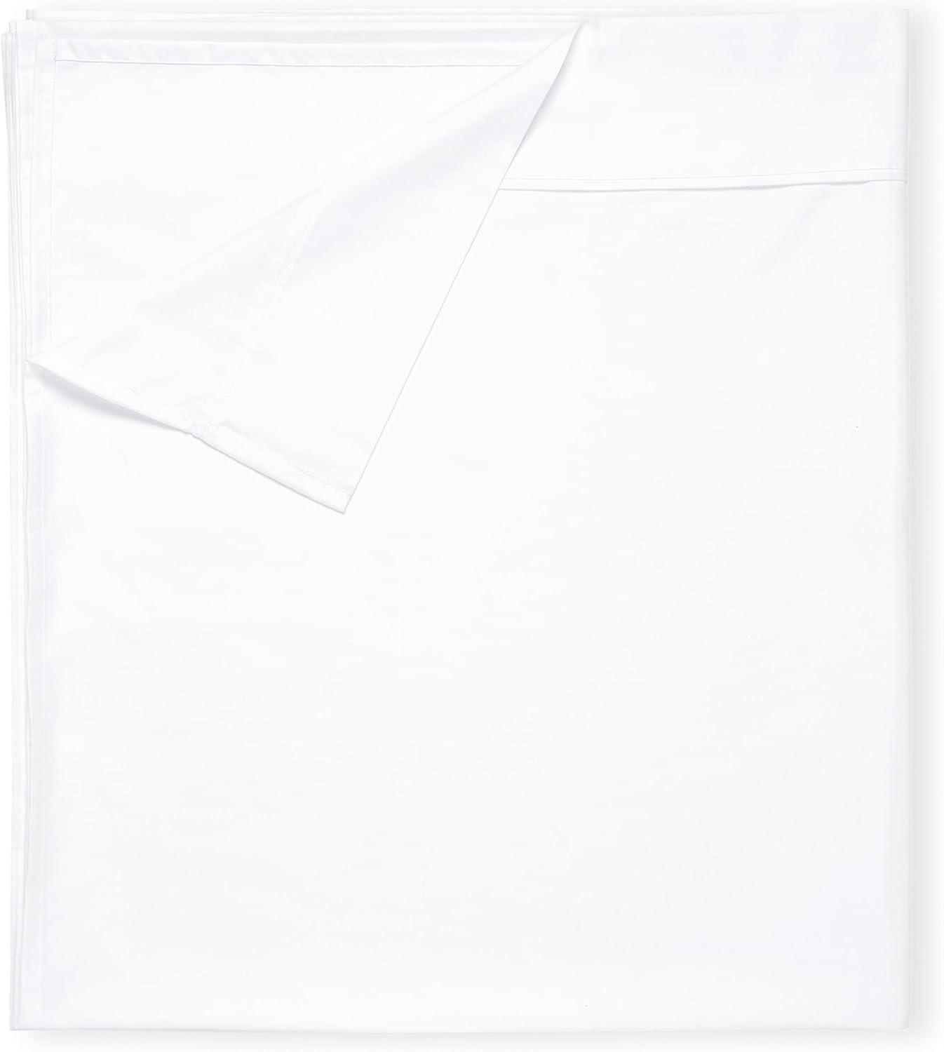 Full Bright White Cotton Sateen Flat Sheet