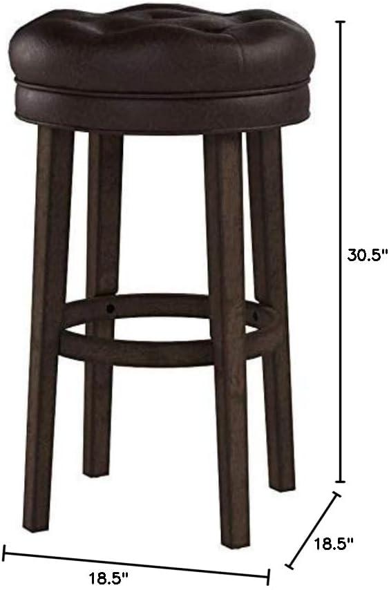 Dark Brown Backless Swivel Wood Bar Stool