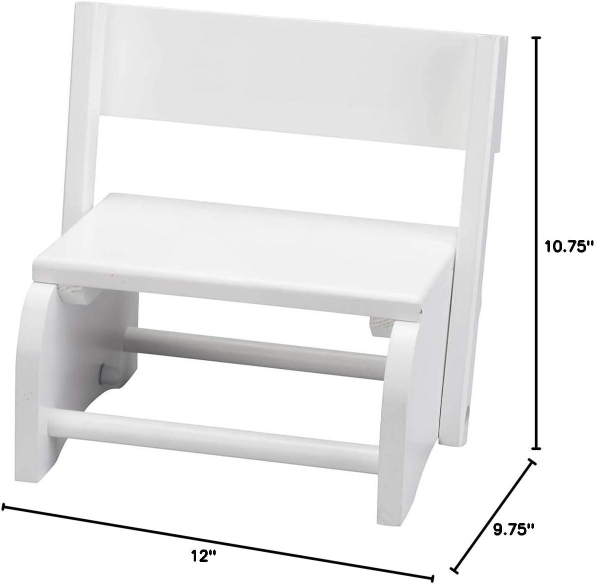 White Wooden 2-in-1 Chair and Stepstool
