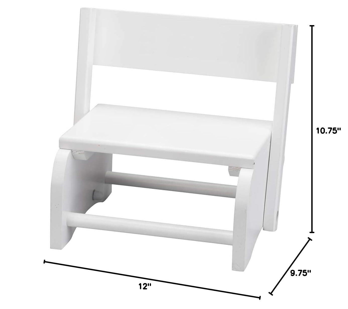 White Wooden 2-in-1 Chair and Stepstool