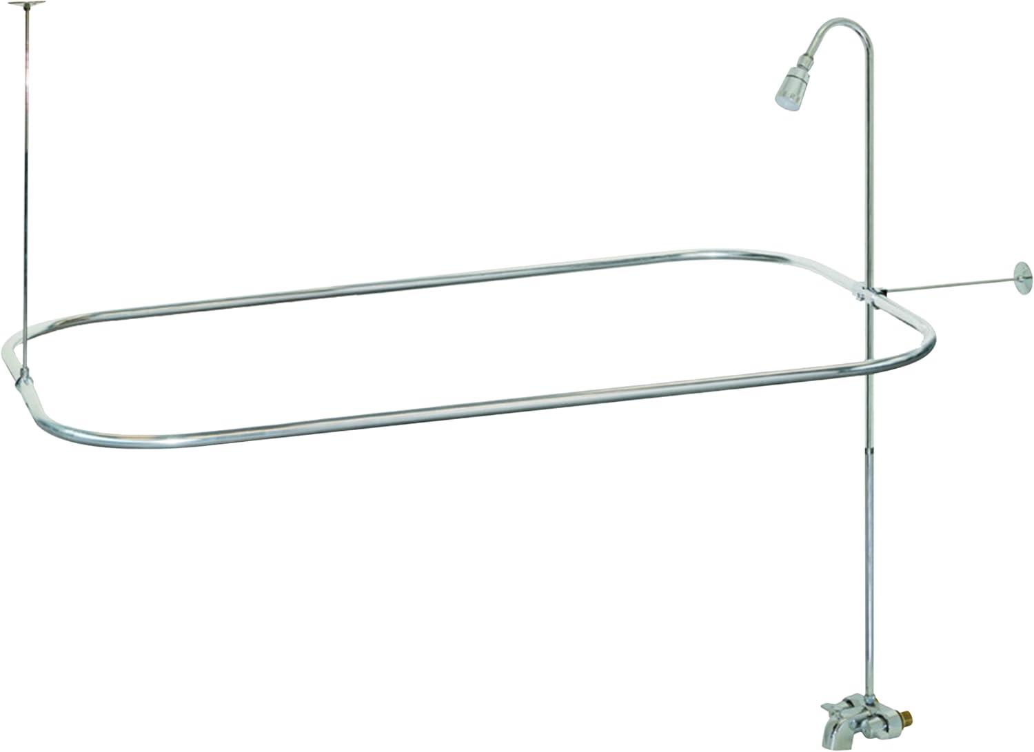 Chrome Freestanding Bathtub Shower Kit with Curtain Rod