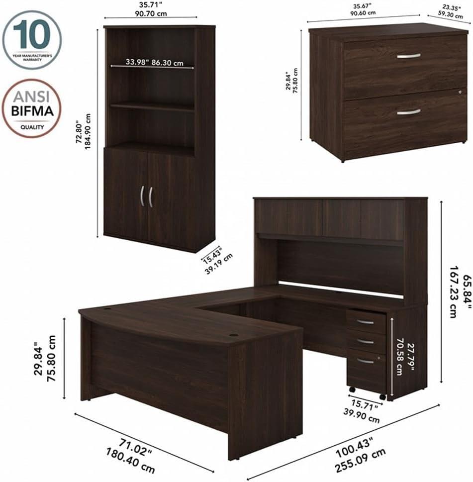 Studio C8-Piece U Shaped Executive Desk Office Set with Hutch