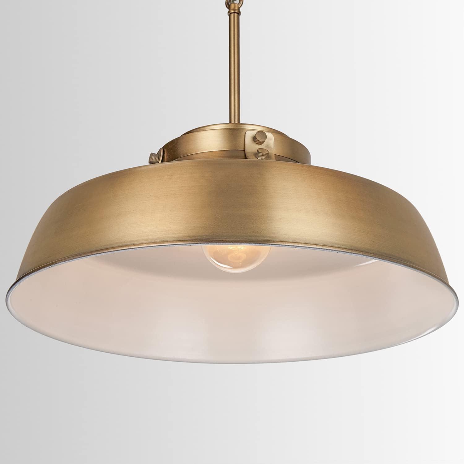 Aged Brass 1-Light Pendant with Metal Shade