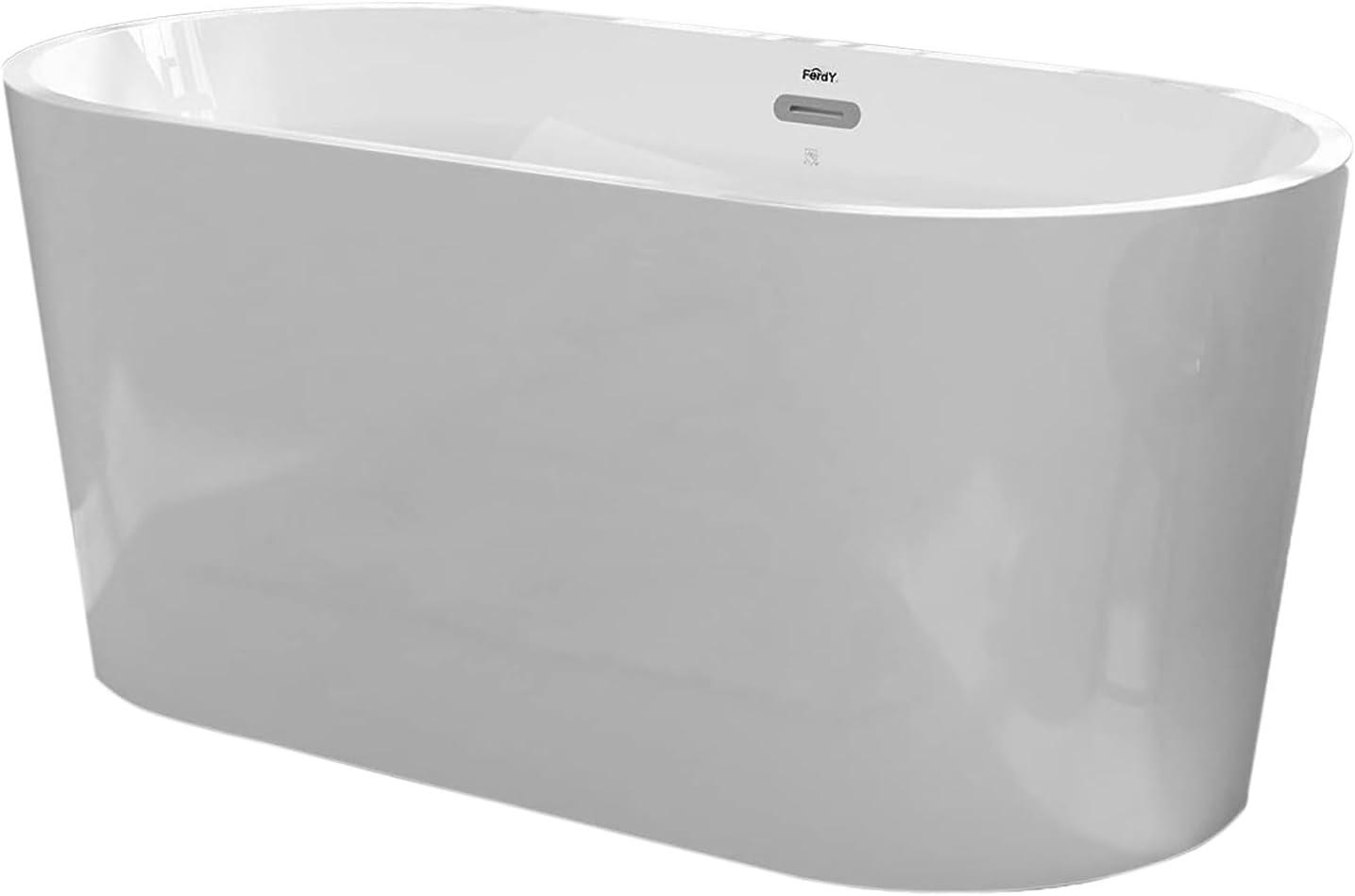 FerdY Shangri La 55” Acrylic Freestanding Bathtub w/Polished Chrome Drain