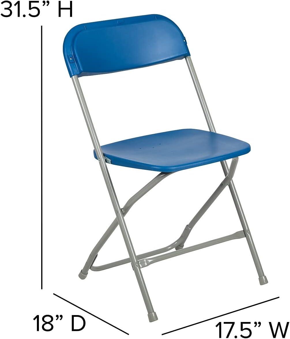 Flash Furniture Hercules Series Plastic Folding Chair Blue - 2 Pack 650LB Weight Capacity Comfortable Event Chair-Lightweight Folding Chair