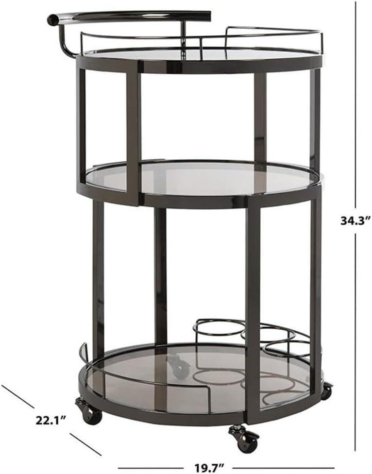 Rio 3 Tier Round Bar Cart - BCT8002B - Black Nickel/Tea - Safavieh