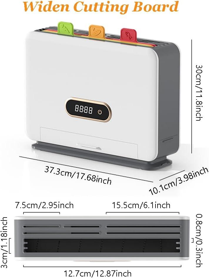 Modern Smart Cutting Boards with Storage Stand, Cleaning Cutting Board Set with 3 Color Coded Cutting, Drying Chopping Board & Knives Organizer,Smart Home Gadgets for Kitchen with Knife Block (White)