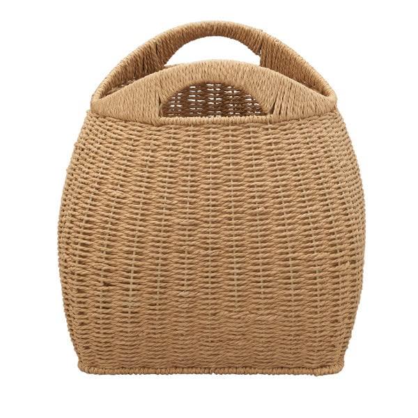 Household Essentials Basket with Handles Seagrass: Handwoven Round Storage, Brown Decorative Wicker, 14" Height