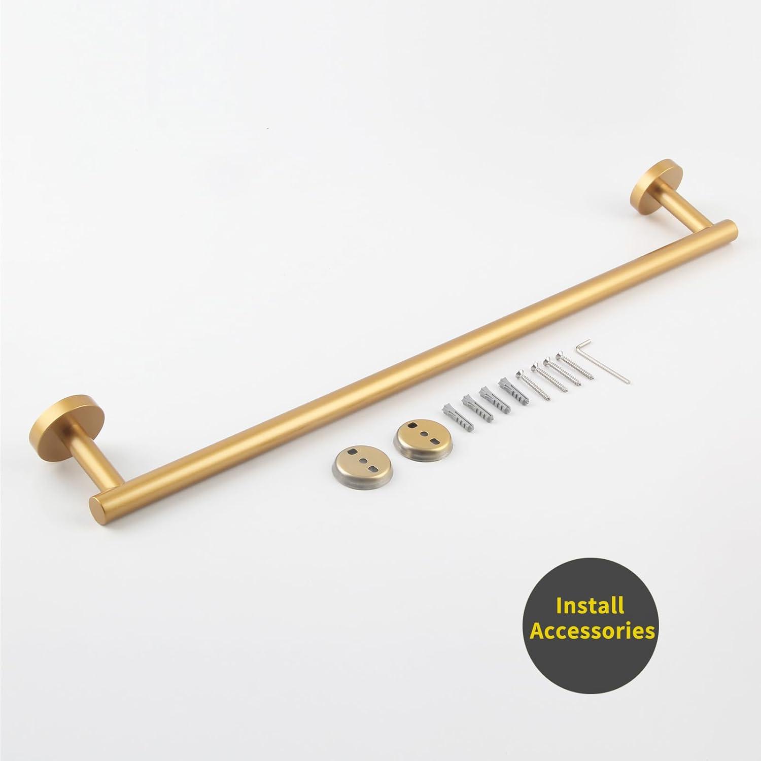 Brushed Gold 24-Inch Stainless Steel Wall Mounted Towel Bar