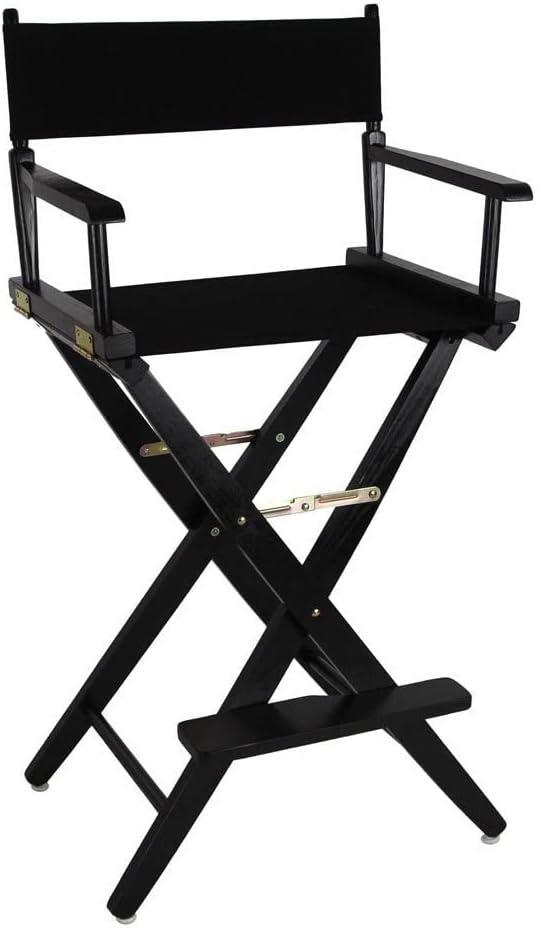 n Trails Extra-Wide Premium 30" Directors Chair Black Frame W/Black Color Cover