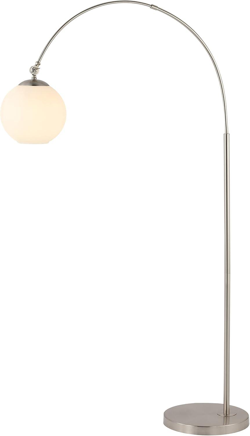 Nora Minimalistic Transitional Nickel Arc Floor Lamp with Frosted Shade