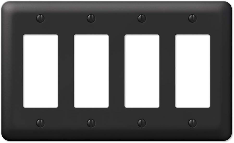 Amerelle 935R4BK Moderne Wallplate 4 Rocker Steel Black 1-Pack