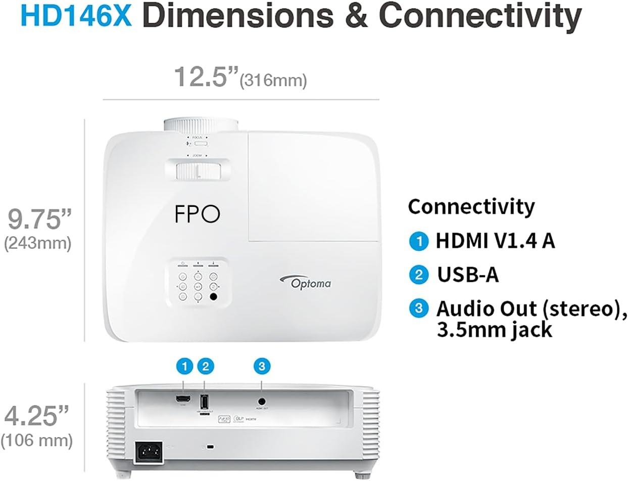 Optoma HD146X Full HD 1080p resolution Gaming and Home Entertainment Projector | 3,600 Lumens for Lights-On Viewing