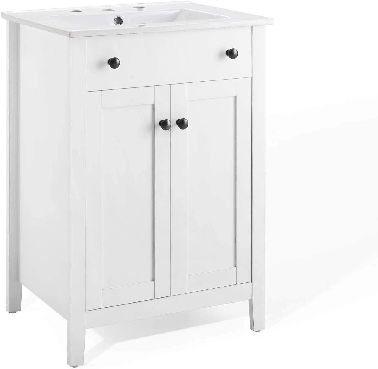 Nantucket 24" Sleek White Bathroom Vanity with Soft-Close Doors