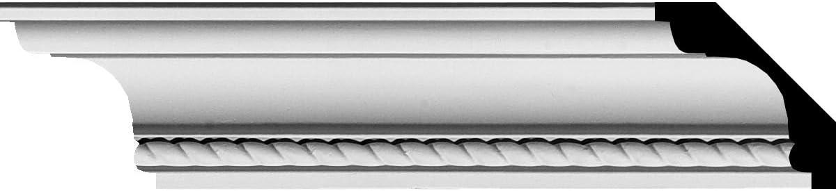 White Polyurethane Leandros Rope Crown Moulding, 94.5" Length