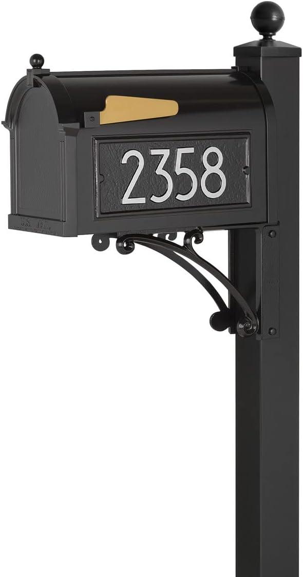 Black Aluminum Capitol Mailbox with Side Address Plaques