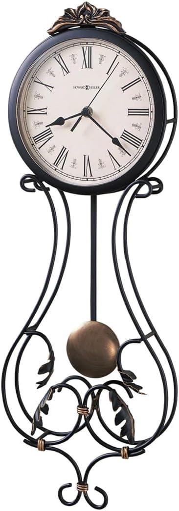 Charcoal Gray and Gold Iron Pendulum Wall Clock