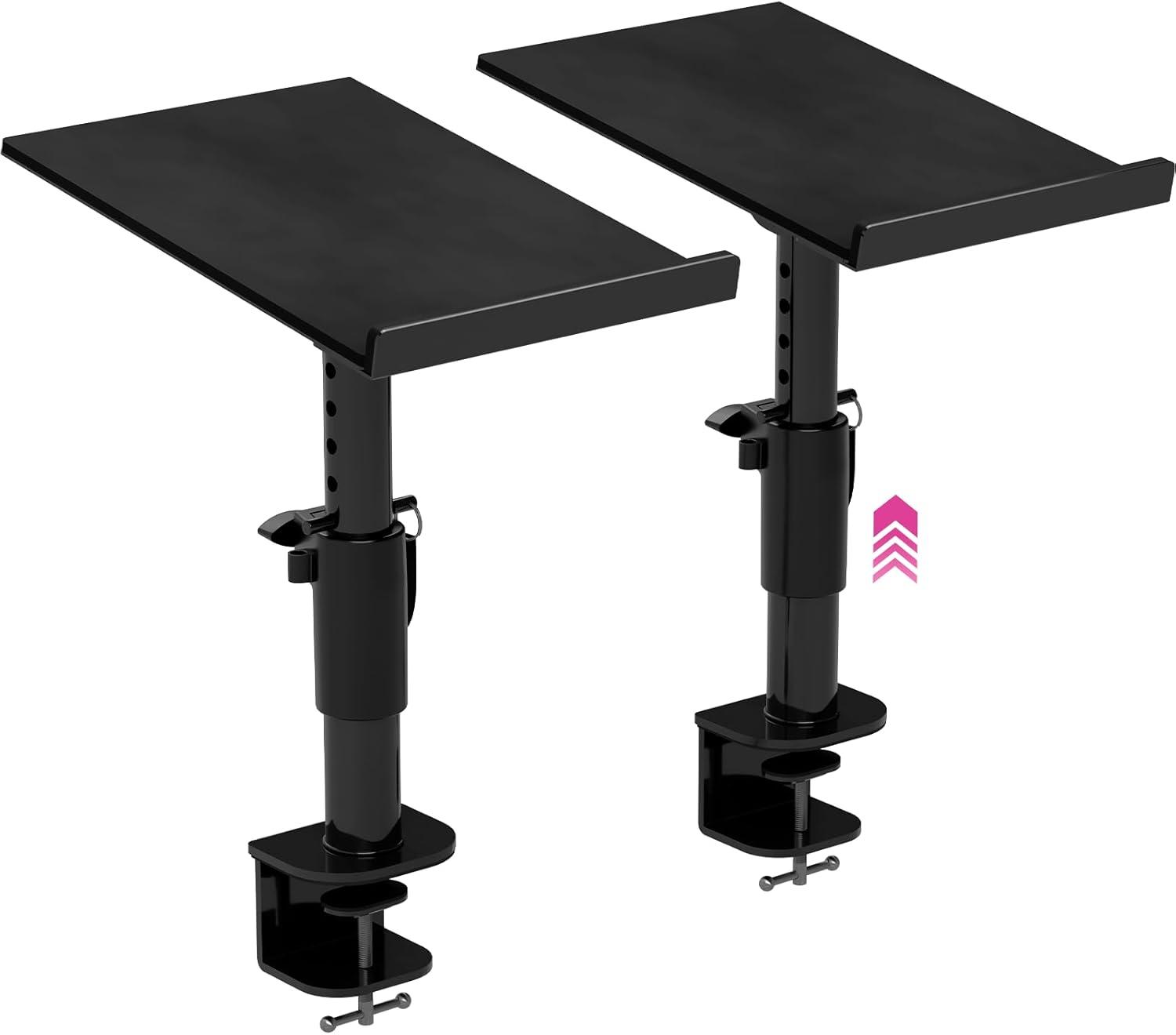 Music Studio Monitor Stands Clamp-on Desk Speaker Mount - 2 Pack